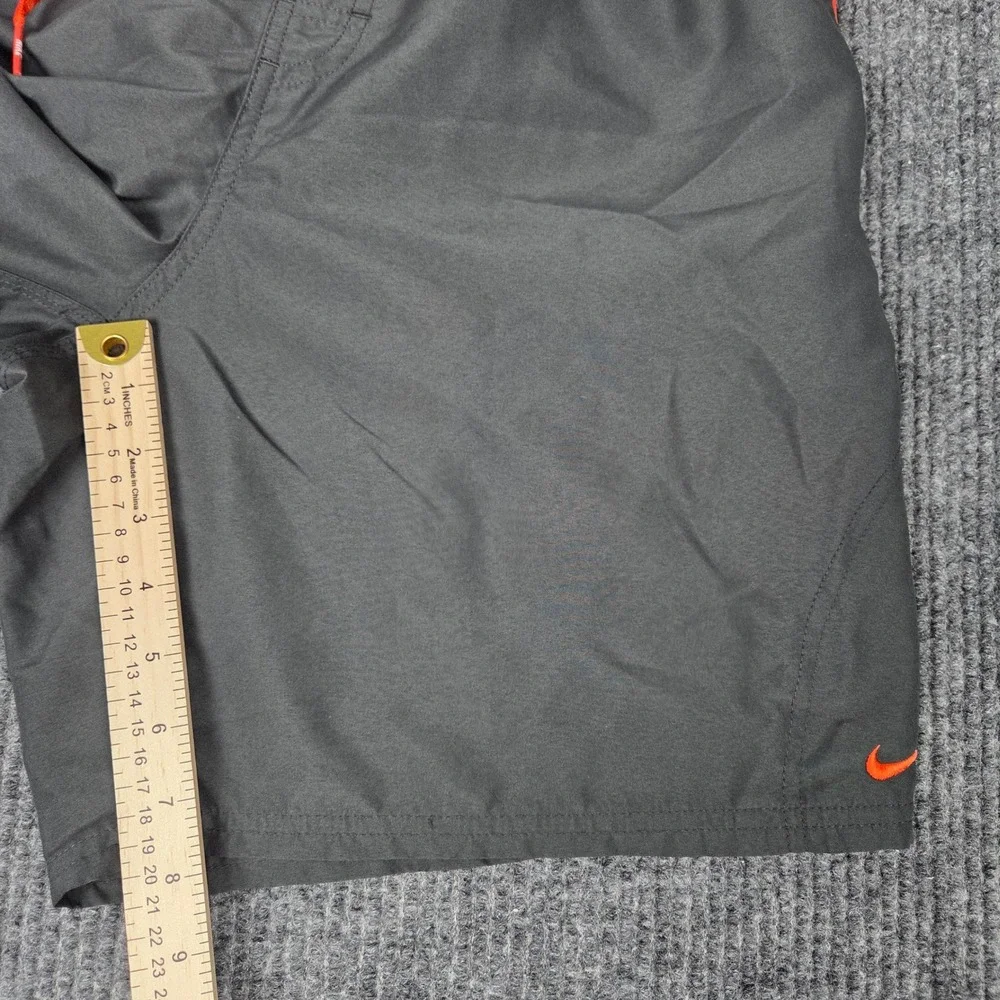 Nike Mens Swim Trunks Grey Orange Board Shorts Mesh Lined Medium RN37966